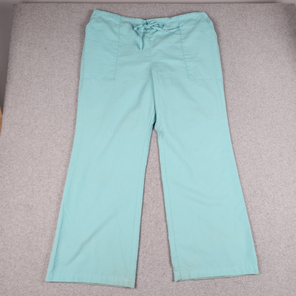 Barco Uniforms Scrub Pants Womens XL Teal Medical Wide Leg Drawstring Waist